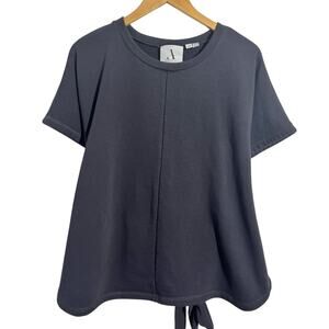 Adeptt Top Women 2XL Charcoal Gray Sweatshirt Material Short Sleeve Minimal Plus